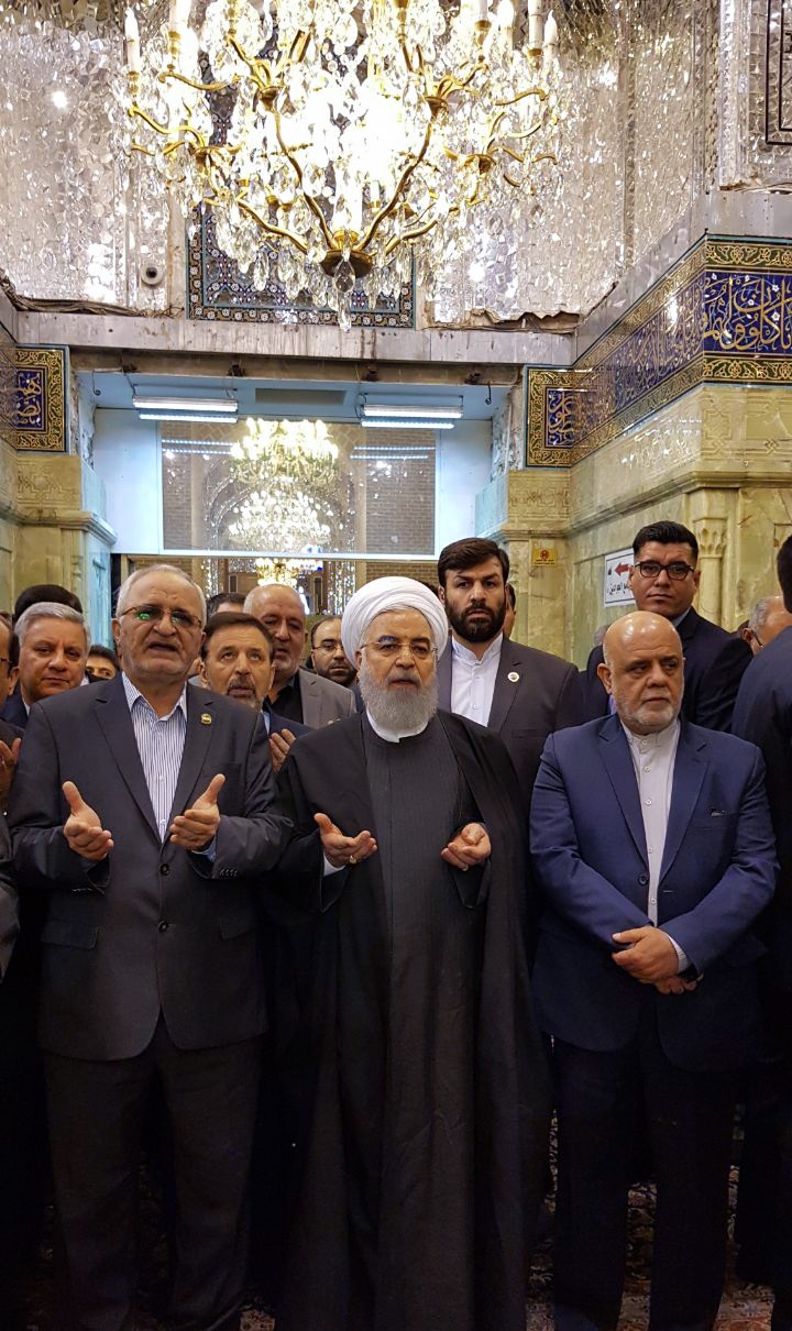 عکس/ تشرف روحانی به حرمین شریفین امام کاظم و امام جواد